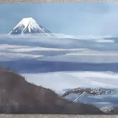北海道摩周湖冬景色油彩画、再張りキャンバス自作油絵、サイズF-4