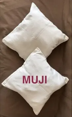 MUJI 無印良品　綿100% 生成り　クッションカバー　2枚