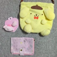 サンリオポムポムプリン巾着 ヘアゴム コスメポーチセット