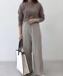 【美品】kutir 配色メロー長袖PO モカ