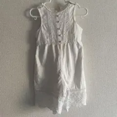 【petitmain】80cmホワイト ノースリーブドレスレース刺繍