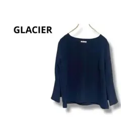 【グラシア】ブラウス　長袖　シャツ　綺麗め　大人　シンプル　紺　L