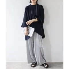 Bonjour Sagan オーバードレープブラウス　ネイビー