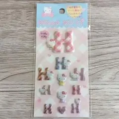 Hello Kitty ステッカー チェック柄　イニシャル　H