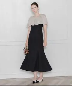 【LEJA】2WAYオフショルダーパフスリーブマーメイドワンピースロングドレス