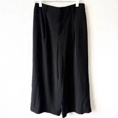 UNIQLO ドレープワイドクロップドパンツ L ブラック ワイドシルエット