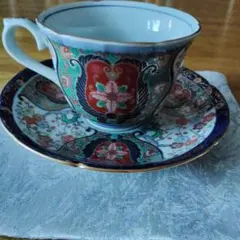 [希少品￼]清水焼 伊藤春晃 春晃窯　金彩桜紅葉三色金七宝紋カップ&ソーサー2客 希少品]清水焼 伊藤春晃 春晃窯 金彩桜紅葉三色金七宝紋カップ
