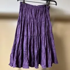 スエード調　パープル フレアスカート ひざ丈