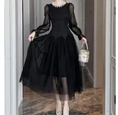 パール　黒 チュールドレス