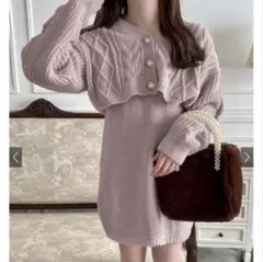 GRL ケーブルカーディガン×ミニワンピースニットセットアップ[k9269z]