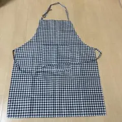 ゆみ様専用★チェック柄エプロン ネイビー×ホワイト ポケット付き