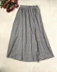 新品 グレンチェックロングスカート
