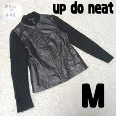 updoneat 羊皮 ラムスキン ブルゾン 袖リブ 革ジャン レディース M