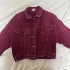 バーガンディ デニムジャケット