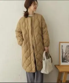 ノーカラーコート キルティングジャケット