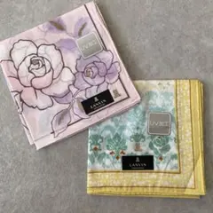新品未使用【2枚セット】LANVIN COLLECTION 花柄ハンカチ ピンク