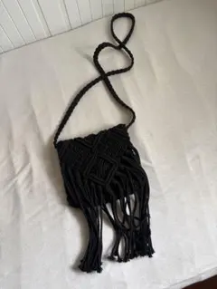 マクラメ編み ブラック ショルダーバッグ