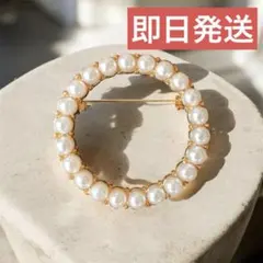 サークルパールブローチ ゴールド クラシカル アンティーク 入学式 卒業式