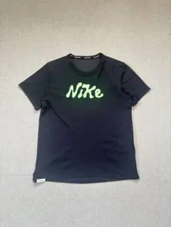 Nike DRI-FIT Tシャツ 黒 ランニング Mサイズ 蛍光グリーンロゴ