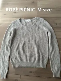 ROPÉ PICNIC●グレー●編み目模様●切り替えニット●セーター●38