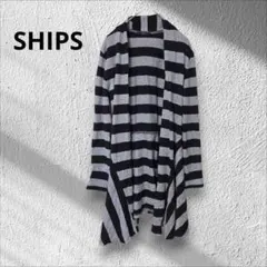 SHIPS/シップス　カーディガン　ボーダー　冷房対策　ウール混　綿　羽織りのサムネイル