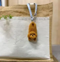 トイプードルのキーリール付ストラップ　　あみぐるみ　かぎ針編み　犬