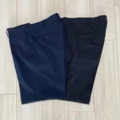 ユニクロ　メンズ スラックス パンツ ブラック　ネイビー　2枚セットお得　美品のサムネイル