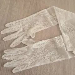 アイボリー レース ウェディンググローブ