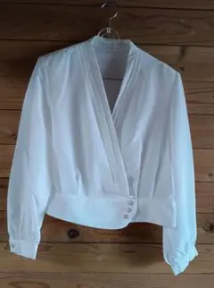 ホワイト　ラップスタイルシャツ　日本製　15号