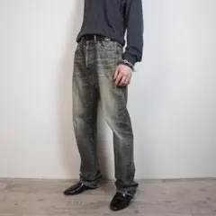 OMNIGOD デニムジーンズ ボタンフライ 色落ち グレー/AZ138