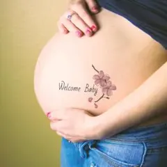 マタニティフォト ペイント シール アート 春 手書き