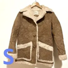 70's USA製ヴィンテージ フィンガーハット ムートン調 ボアコート S