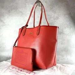 【未使用級】コーチ トートバッグ リバーシブル ポーチ PVC 肩掛け A4可