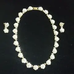 ジルコニア フラワー ネックレス ピアスセット