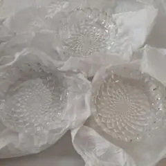 クリスタルガラス 花形皿 3個セット