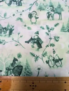 淡いグリーンのペンギン柄 210cm　RJR