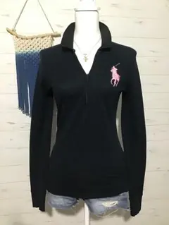 レア★ラルフローレン★Y2K ビッグポニー ピンクポニー ハーフジップ ポロ