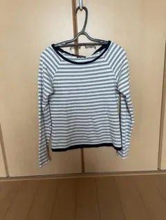 長袖ストライプTシャツ グレーと白のサムネイル