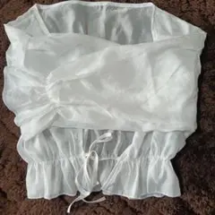 GRL ホワイト フリル付きカーディガン