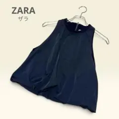 ZARA ザラ　裾バルーンノースリーブ トップス ブラック　L