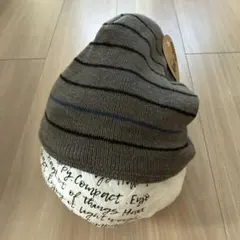 j*a様 グレーと黒のストライプ ニット帽