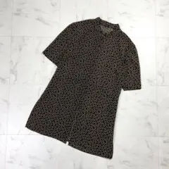 Leilian バンドカラー総柄シアーシャツ ブラウン サイズ11*ND735のサムネイル