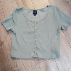 GAP リブ 半袖カットソー ライトグリーン S