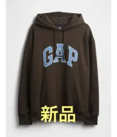 新品ヘビーウェイト オーバーサイズ GAPロゴパーカー　ブラウン　XLサイズ