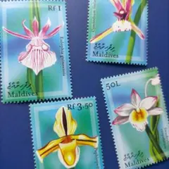 5296 外国切手 マルディブ 2000年 花 ラン科 蘭 4枚セット