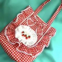 刺繍ハンドメイドトートバッグ 刺繍ハンドメイド ハンドメイドトートバッグ いちご