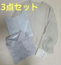 【3点セット】長袖 シアーシャツ ロングスリーブ ラメ カットソー レディース