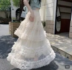 ハイウエスト レイヤードチュールスカート S SHEIN