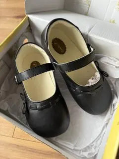 黒フォーマルシューズ 19 女の子卒園式入学式リボン