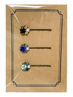 【ハンドメイド】アンティーク　ビジューのヘアピンセット　①